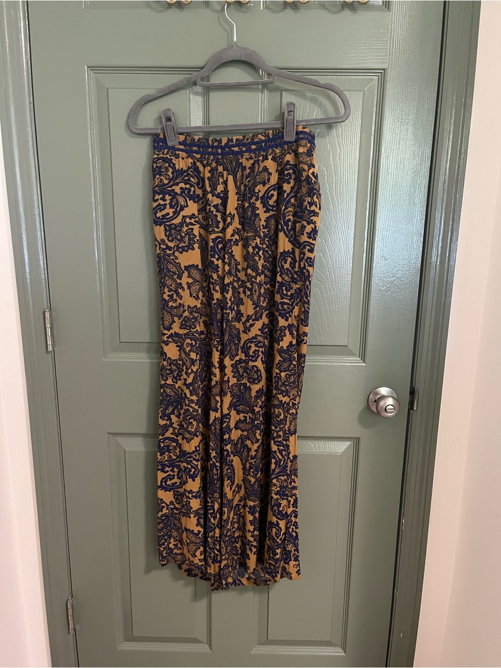 Hei Hei Mustard and Navy Paisley Wide Leg Pant